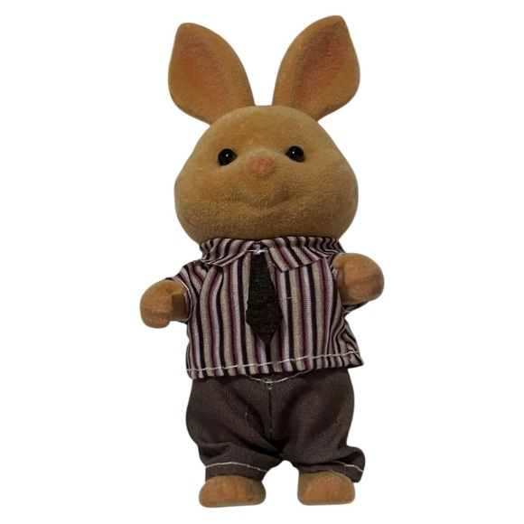 Pompon Town Brown Rabbit Family x 4 Pieces Figurines - Picture 10 of 14